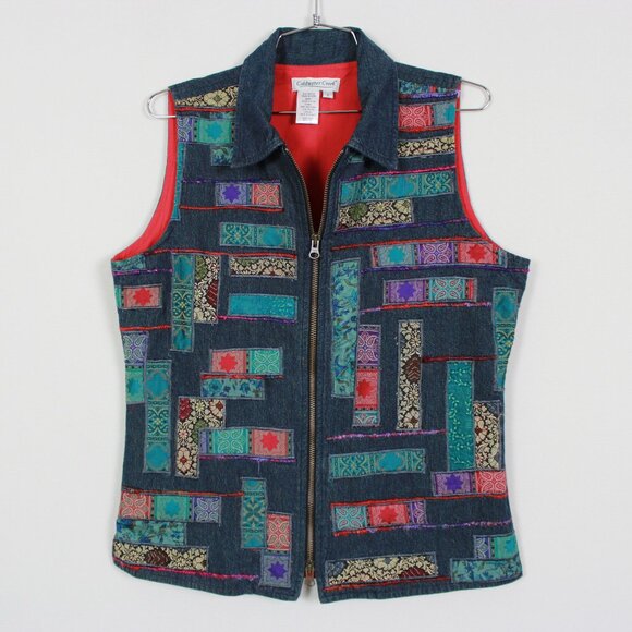 Coldwater Creek Vintage Patchwork Denim Vest - Picture 13 of 14